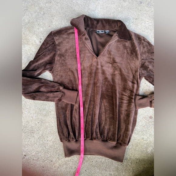 LM Landmark vintage 70s-80s gaucho shirt brown velour men’s sz M pullover EUC - Picture 8 of 11